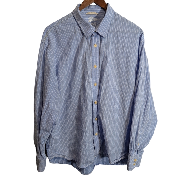 Tommy Bahama Other - Tommy Bahama Shirt Mens XL Blue White Pinstripe Long Sleeve 100% Cotton‎